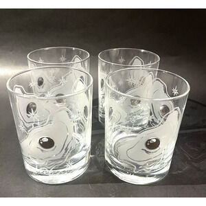 4 MIGNON FAGET | Etched Oyster & Pearl Glasses | 12 Oz Rocks DOF Silver Plated